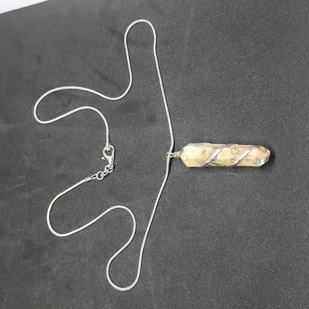 Natural stone necklace on an 18" Silver chain